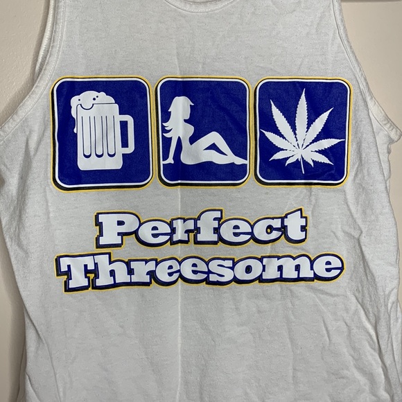Delta | White Perfect Threesome Medium Size Unisex Tank Top Shirt | Booze Plants - Picture 2 of 7